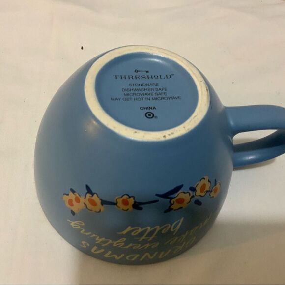 Threshold Mug Grandmas Make Everything Better blue dainty floral wide 5” round - Picture 6 of 7
